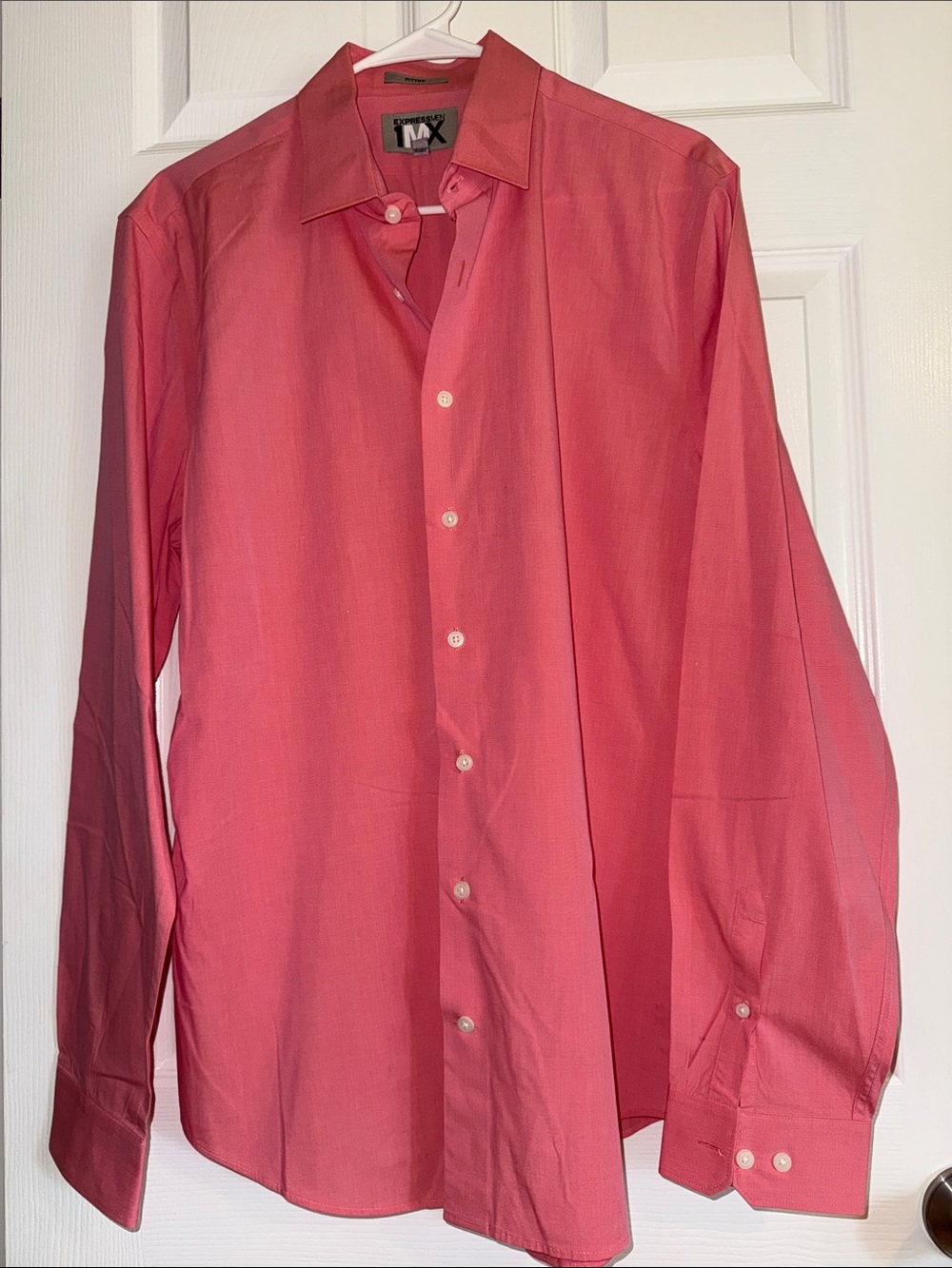 Mens Long-Sleeve Dress Shirt - Coral Pink